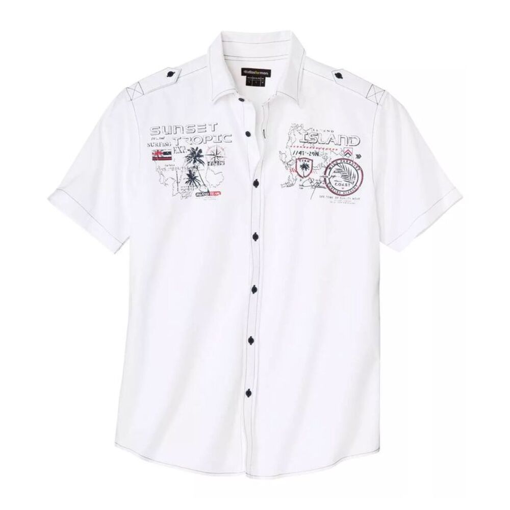Atlas For Men Mens Tropical Pilot Shirt / White